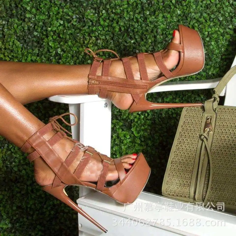 

BROWN STRAP sexy platform sandals