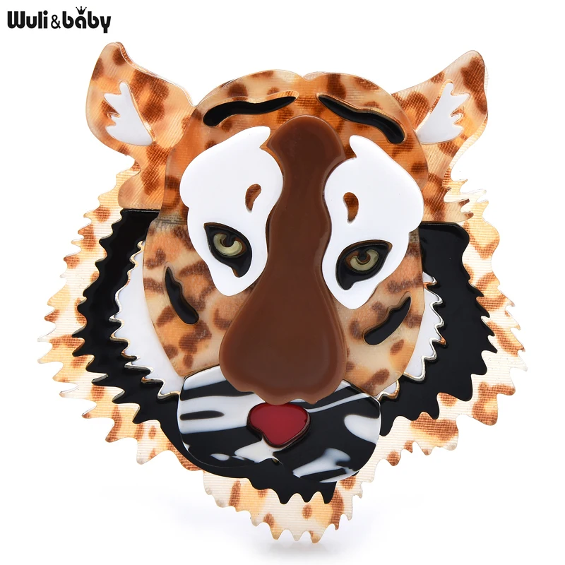 

Wuli&baby New Acrylic Tiger Head Brooches For Women Men The Year Of Tiger Fashion New Year Brooch Pins Gifts