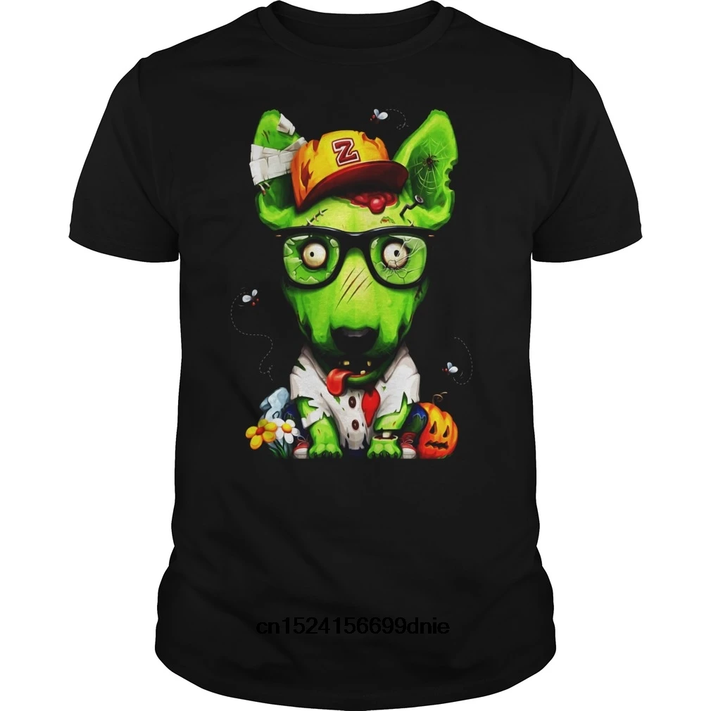

Funny Men t shirt Women novelty tshirt English Bull Terrier Zombie Halloween cool T-Shirt