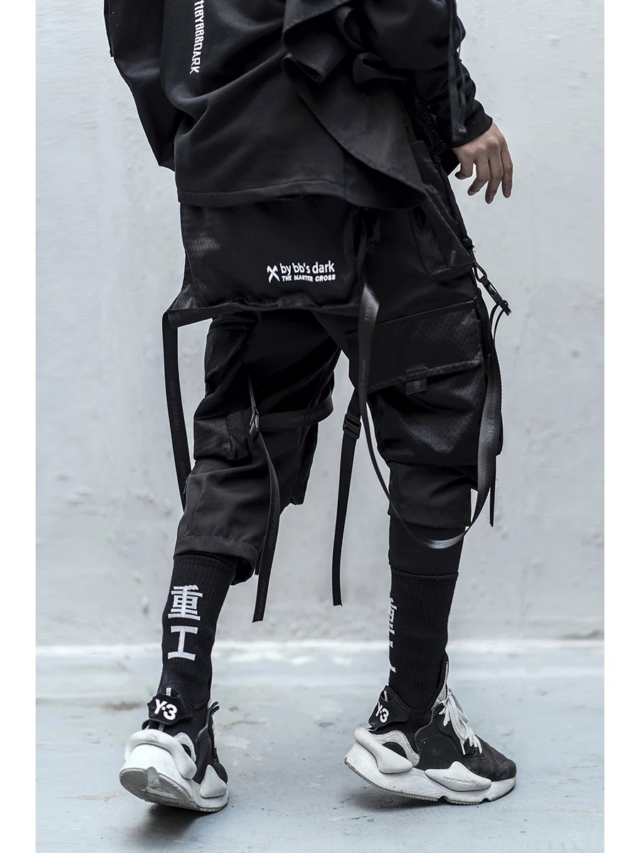 Techwear Cargo Pants Men Black Japanese Streetwear Jogger | Мужская одежда