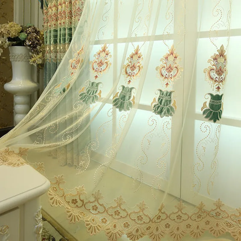 

New Curtains for Living Dining Room Bedroom Thickened Hollow Thick Chenille Fabric Embroidery CurtainTulle Product Customization