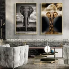Настенная картина со слоном в скандинавском стиле, принт на холсте, настенные постеры с животными и принт для декора гостиной, настенные картины