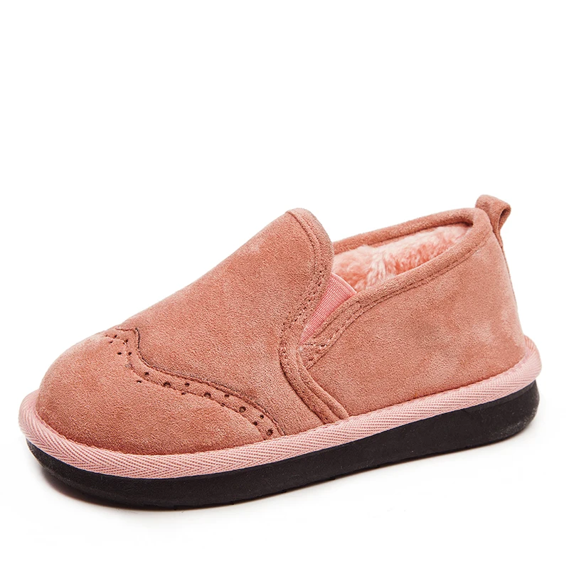 

Kids Cotton Flat Shoes Pink New Fashion Soft Warm Slip On Winter Black Shoes Boys Girls Casual Flock Cotton Flats