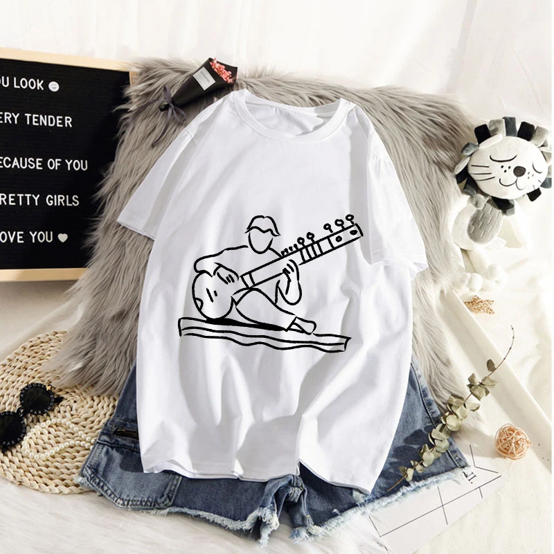 

Women Casual White Tops Casual T Shirt Girls Tops Music Festival T-shirt Printed Harajuku Graphic Hot Selling T Shirts