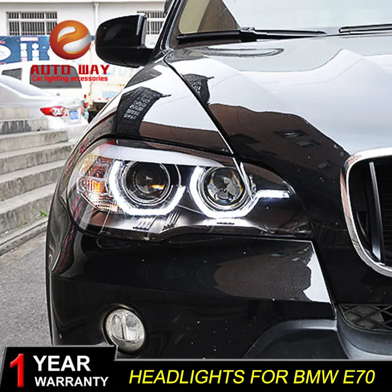 Чехол для автомобильных фар BMW X5 E70 2007 2010 светодиодный DRL объектив двухлучевой