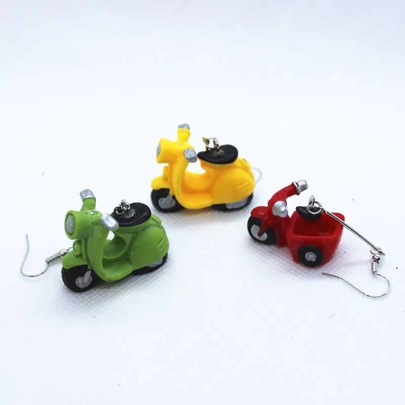 Новинка милые полимерные мини-серьги в форме мотоцикла модные длинные серьги для