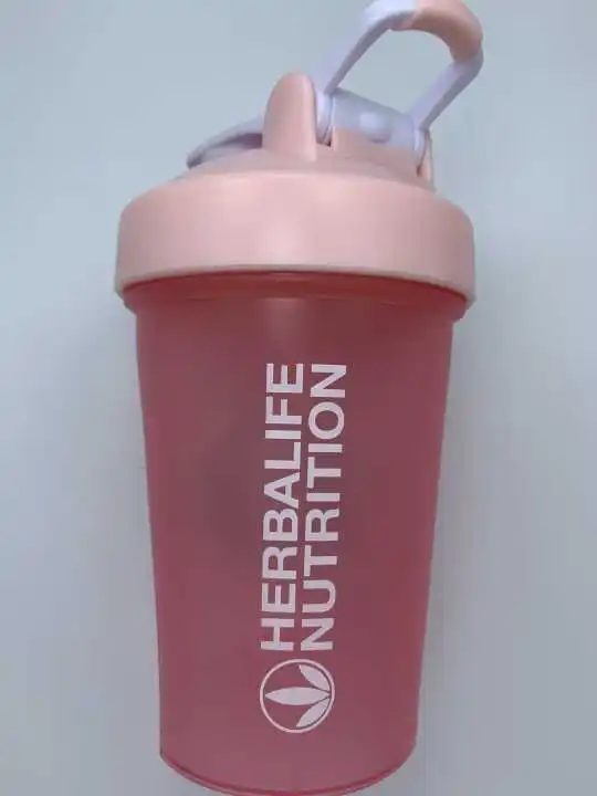 Высококачественный портативный 400 мл Herbalife питательные Коктейльные бутылки BPA-Free с проволокой из нержавеющей стали, пластиковые бутылки для воды - Цвет: Розовый