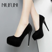 niufuni womens pumps platform wedding shoes stiletto solid color mary jane high heels party ladies office shoes suede slip on