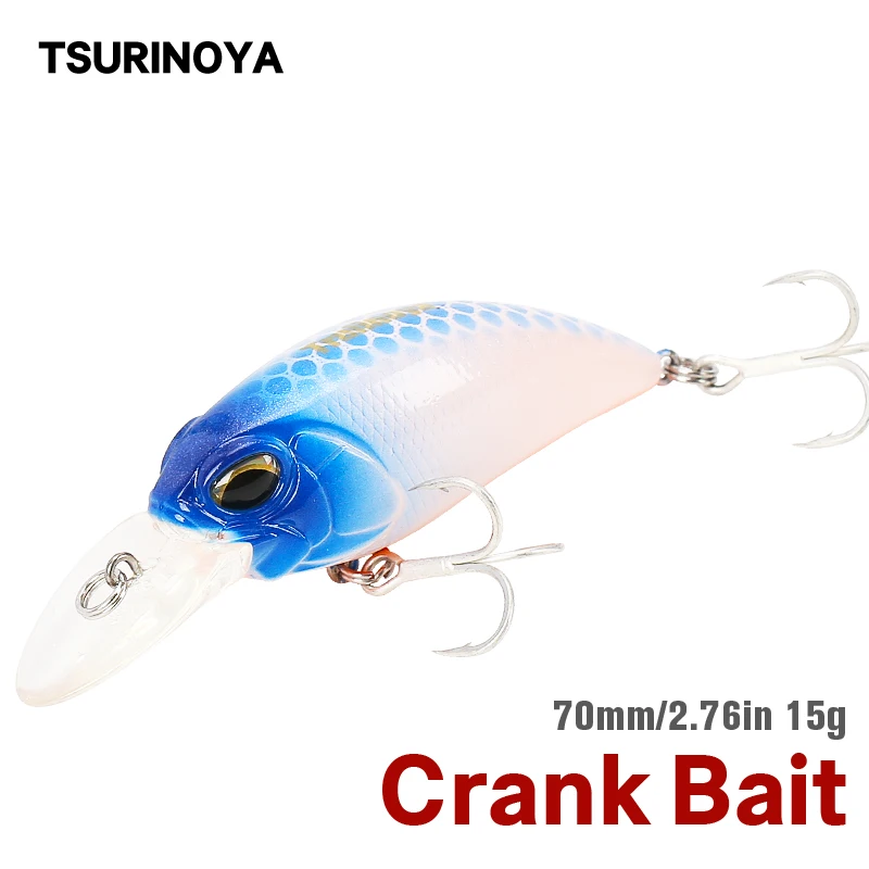 

TSURINOYA 70mm 15g Crank Biat Fishing Lure DW30 Diving Depth 2.0m-2.5m Wobbler Artificial Hard Bait Pike Bass Jerkbait Lures