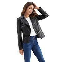 2022 womens leisure hem detachable spring and autumn coat fashion european and american high quality leather jacket lapel zippe