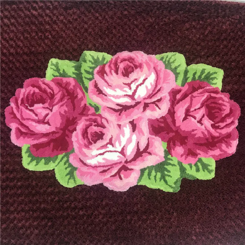 hand woven rose rug soft warm four floral mat bedroom living room door bathroom floral carpets for home decor free global shipping