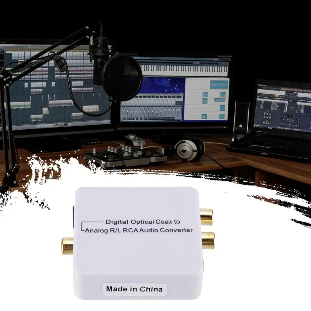 

Digital Fiber Coaxial To Left And Right Channel Digital To Analog 3.5Mm Audio Analog Converter White