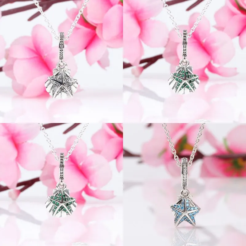 

Original 925 Sterling Silver Charm New Fashion Tropical Starfish Shell Pendant Fit Pandora Women Bracelet & Necklace Diy Jewelry