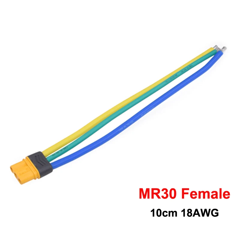 

5pcs MR30 Male Female Adapter Cable 3Pin 3Hole Plug Connector w Protective Case 10cm 18AWG Line for RC Drone ESC Motor Connect