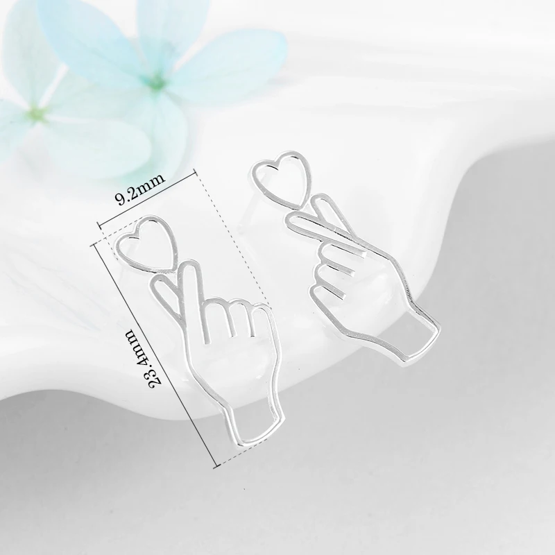 Женские серьги гвоздики ручной работы с сердцем из подлинного стерлингового