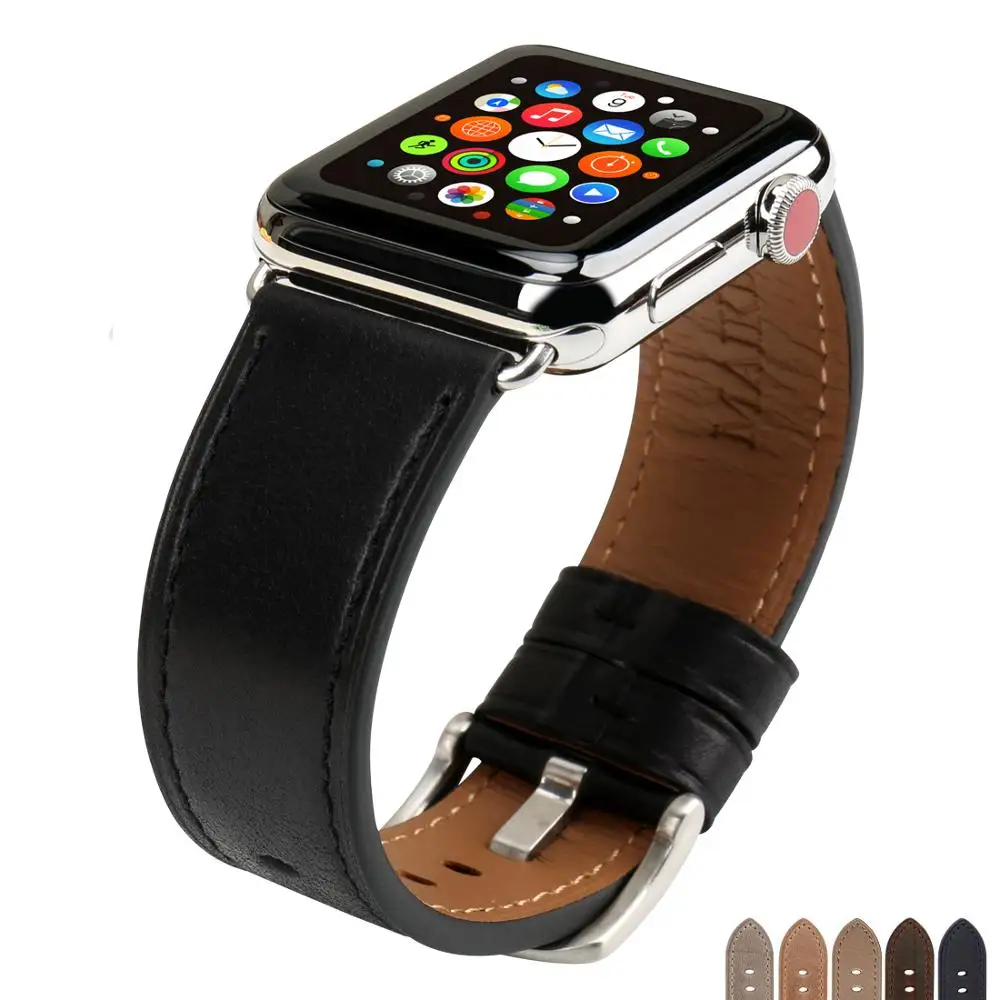 MAIKES дозатор браслета из натуральной кожи для Apple Watch 38 мм серии 3 42 44 iWatch 6 5 4 2 1
