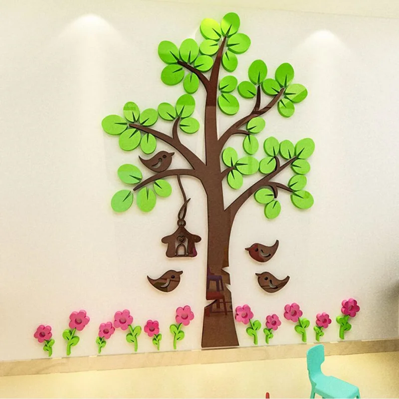 Многофункциональный дерево 3D стерео кирпичная стена Стикеры акриловые Гостиная