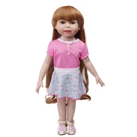 18 inch american doll girls summer printed dress newborn baby toys accessories fit 40 43 cm boy dolls c591