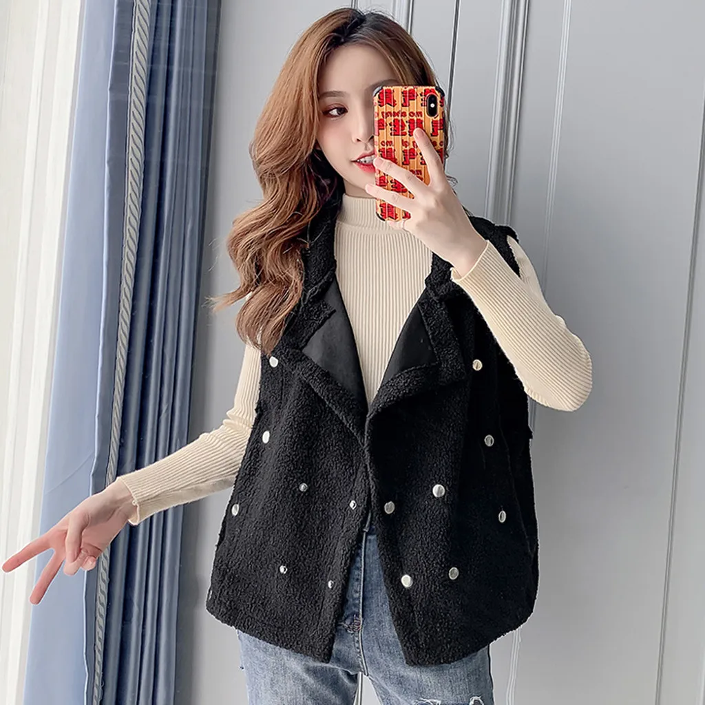 MISSOMO осенне-зимние женские жилеты куртка теплые толстые карманы винтажная