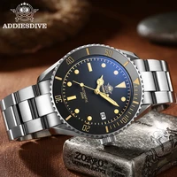 addies dive 2101 mens automatic watch nh35 stainless steel wrist watch black matte dial super luminous 200m diving watches