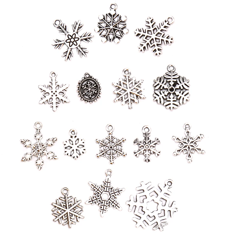 15 шт рождественские античные цвета Санта Клаус Снежинка Подвески цинковый сплав