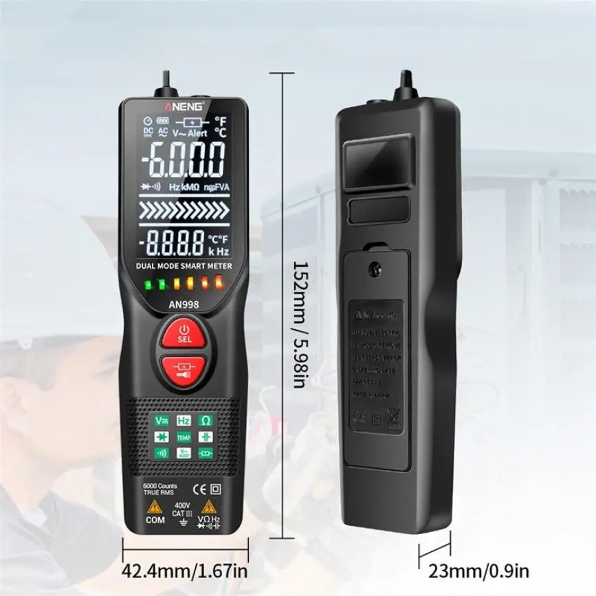

Aneng AN998 Multimeter Voltmeter Transistor Tester Auto Range AC/DC Voltmeter Temperature Ohm Hz Detector Tool