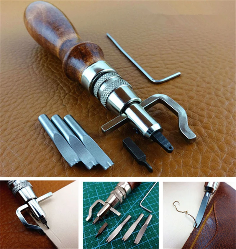 Set of 7 in 1 multifunctional leather tool groover for edger Adjustable Stitching DIY cutter | Дом и сад