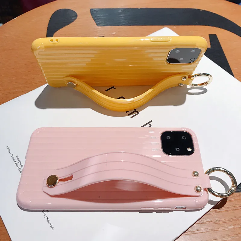 XR X Suitcase Style Case for iPhone 11 Pro Max XS 6 7 8 Plus Soft TPU Phone Capa with Wrist Strap Kickstand Function Back Cover |