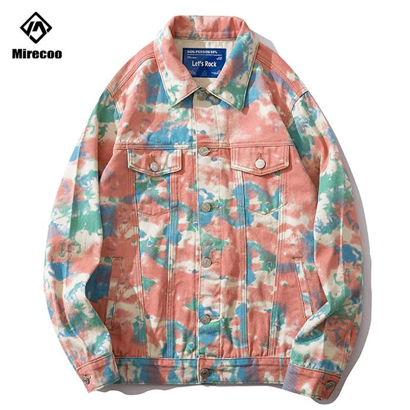 Mirecoo Let‘s Rock Men Shirt Tie dyeing Camo Cowboy Shirts Harajuku Hip Hop Long Sleeve Mens Streetwear Tops Clothes | Мужская одежда