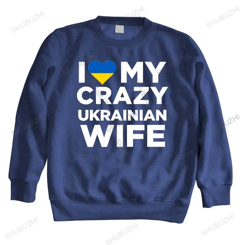 

Fashion 100% Cotton hoodie I Love My Crazy Ukrainian Wife Cute Ukraine Native brand winter hoodie for boys euro size