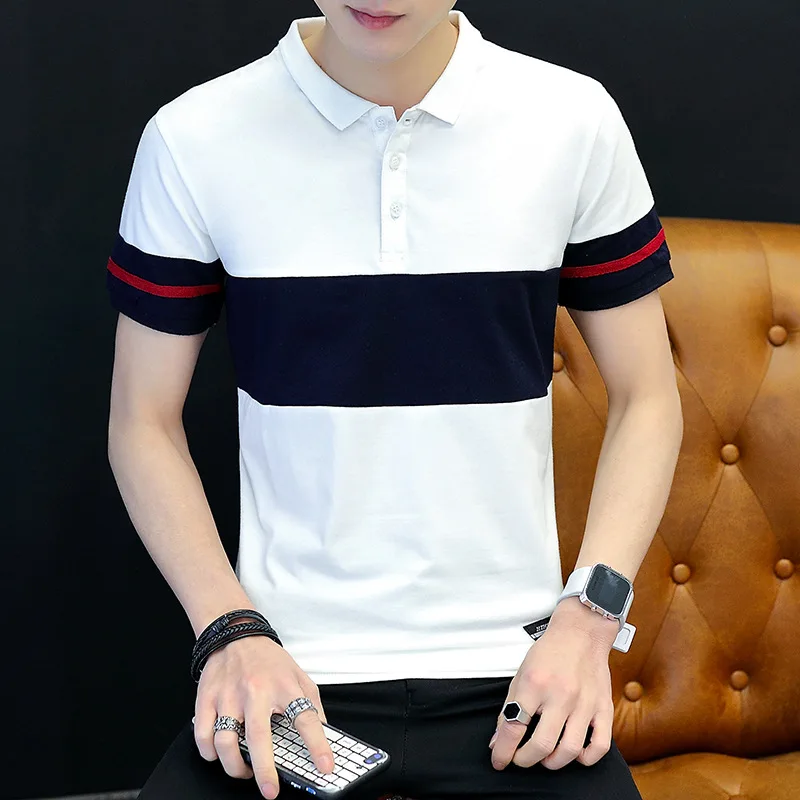 

2021 summer short sleeve t-shirt men's trend large men's polo shirt fashion brand Lapel half sleeve shirt