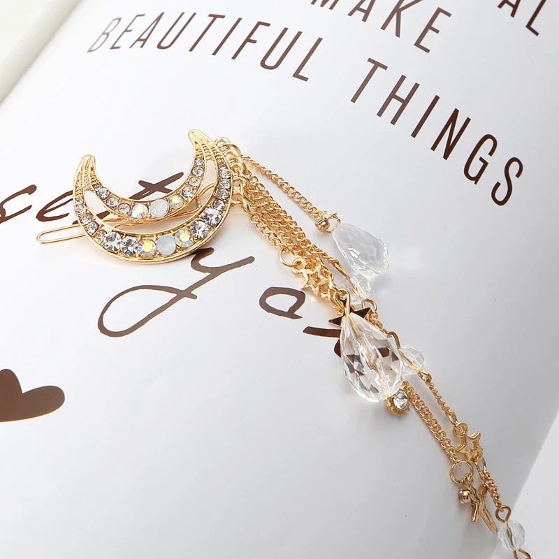 2019 горячие модные элегантные женские полумесяц заколки для волос с украшением в