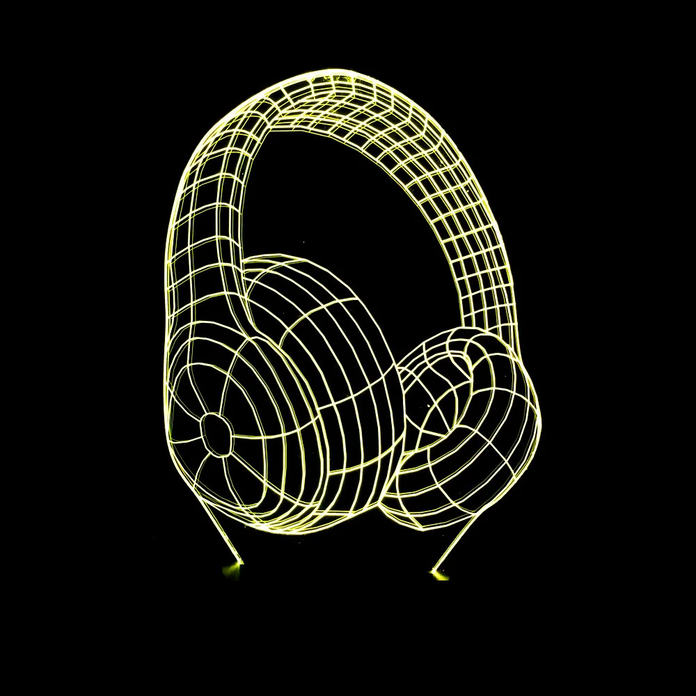 3D иллюзия Лампа в форме наушников USB сенсорный светодиодный оптический