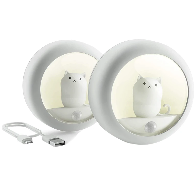 

Светильник с датчиком движения со встроенной перезаряжаемой батареей для стен, чулана, спальни, ванной, детской кухни, 2 шт.