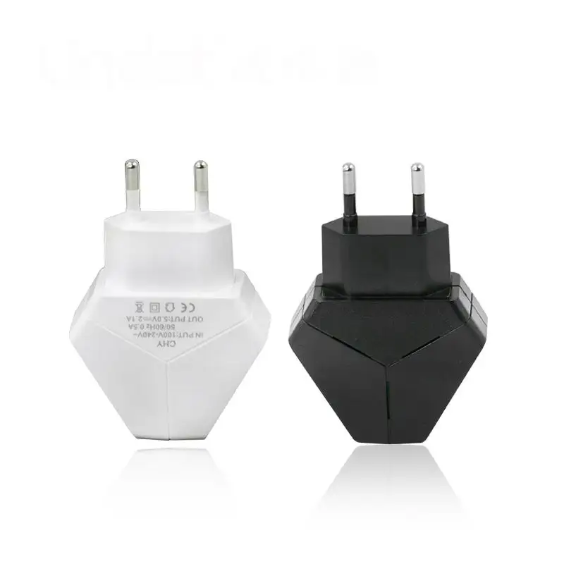 

2 Colors EU/US Plug Phone Chargers USB 2 Ports 2.1A 5V Adapter For Travel Universal Phone Flat