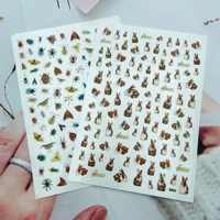 bug butterfly coffee bunny nail art sticker self adhesive transfer decal 3d slider diy tips nail art decoration manicure package