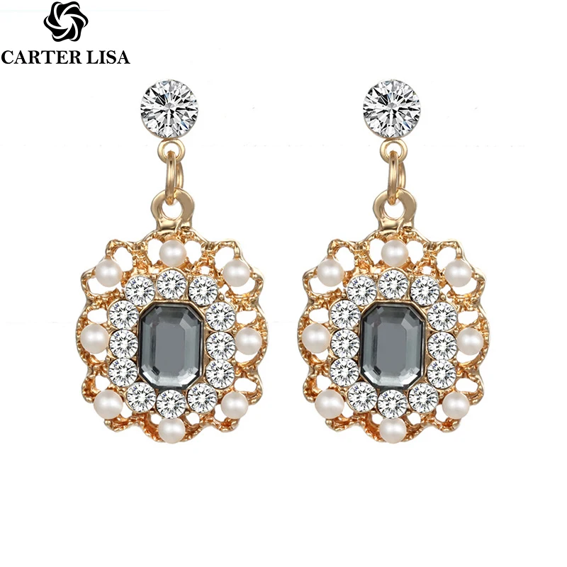 CARTER LISA модные роскошные эмалированные квадратные висячие серьги со стразами и