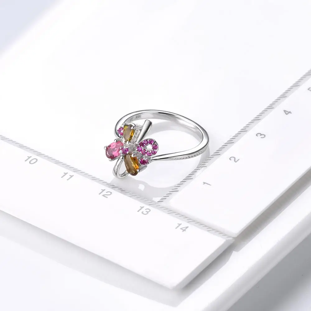Женское кольцо золотистого цвета LP 18 карат белого с разноцветным турмалином и