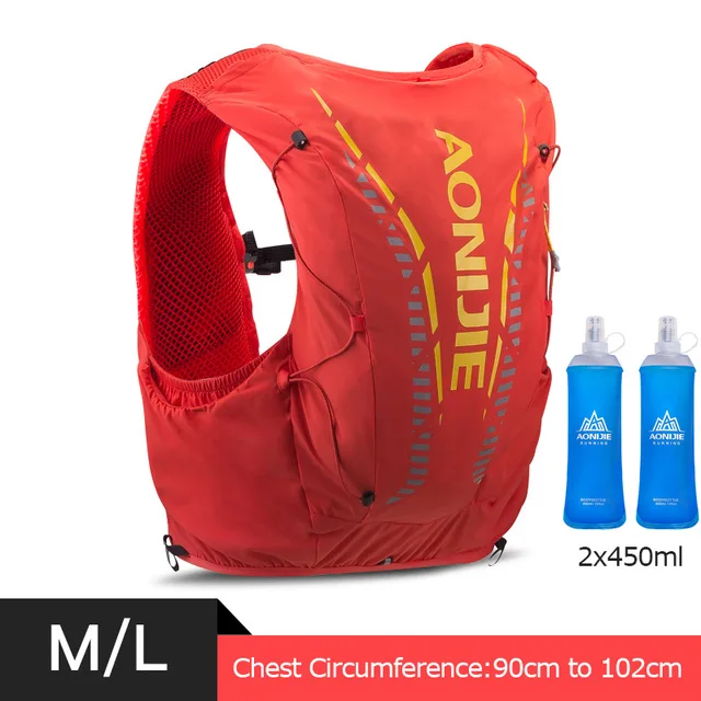 Orange ML 450ml AONIJIE 12L гидратационный рюкзак для мужчин и женщин, расширенный жилет для бега, сумка для спорта на открытом воздухе, пеших прогулок, марафона, велоспорта - Цвет: Orange ML 450ml
