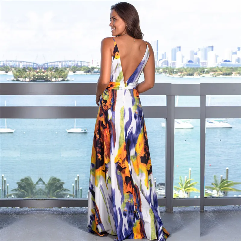 

3 Styles Women Floral Printed Dresses Boho Long Maxi Dress Holiday Evening Party Beach Casual Sundress Ladies Sleeveless Dress