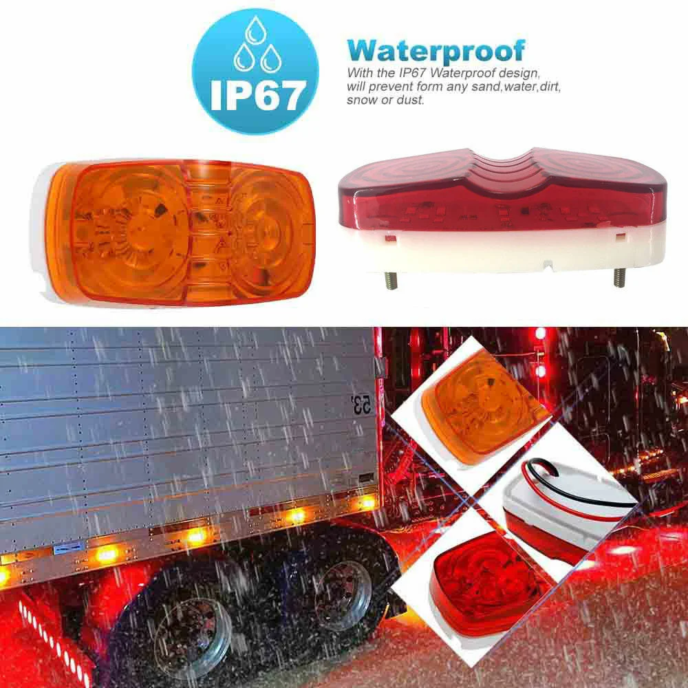 

Rear Tail Light Side Marker Light Red Amber SUV Truck Trucks 12 Diodes Van