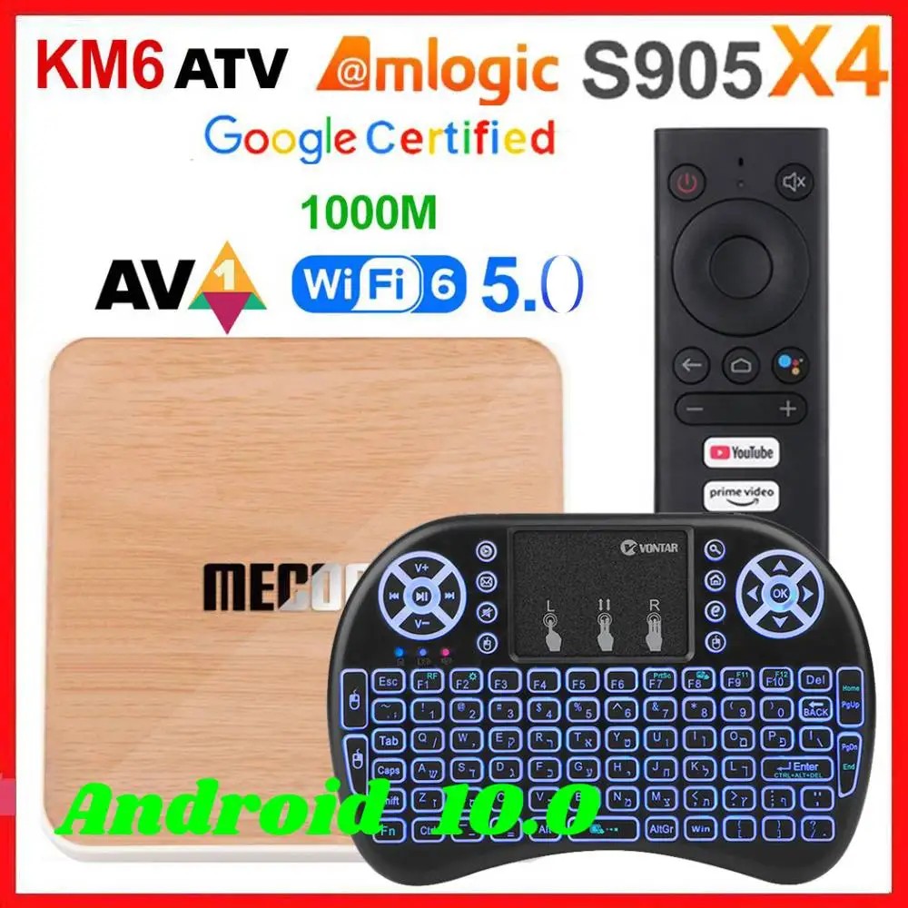 

2020 Mecool KM6 S905X4 Smart TV Box Android 10.0 ATV 4GB RAM 64GB ROM Deluxe 2.4/5G WiFi BT Set top Box 4K Android 10 2G16G