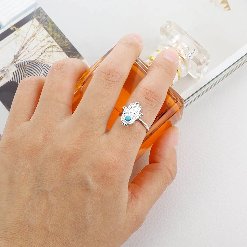 Преувеличенное Ретро женское защитное кольцо рука Фатимы Хамса от дурного глаза