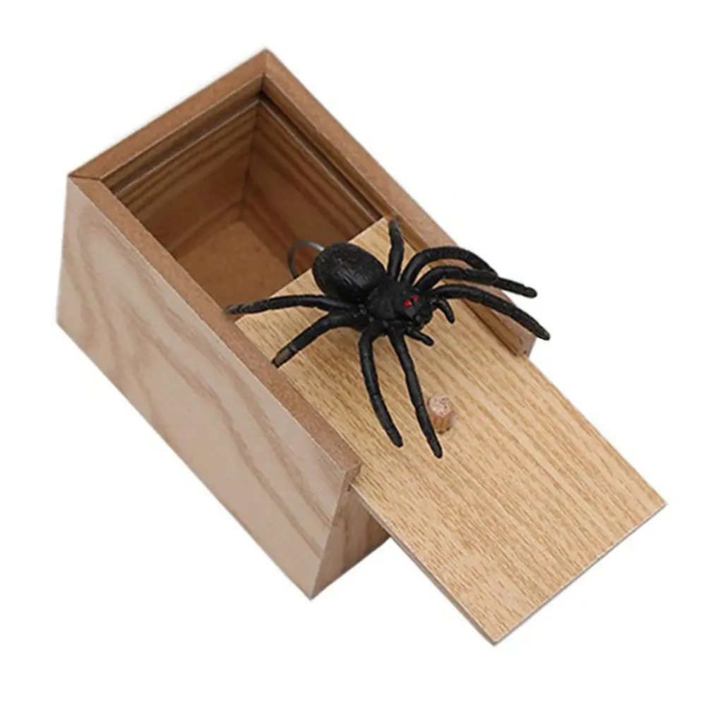 

April Fool's Day gift Wooden Prank Trick Practical Joke Home Office Scare Toy Box Gag Spider Mouse Kids Funny Play Joke Gift Toy