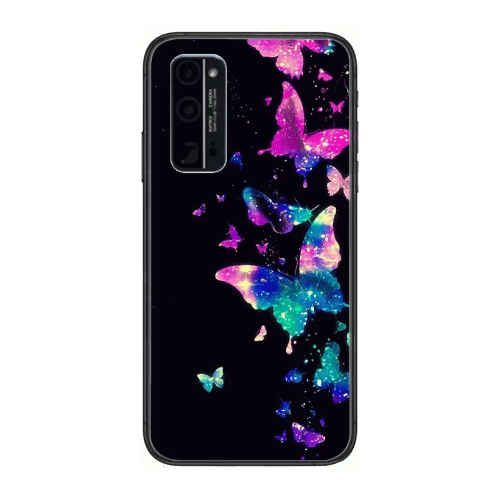 

Playful Butterflies Phone Case Hull For Huawei Honor 8 9 10 20 30 A S Lite Pro 5g i Black Back Soft Cell Cover Pretty