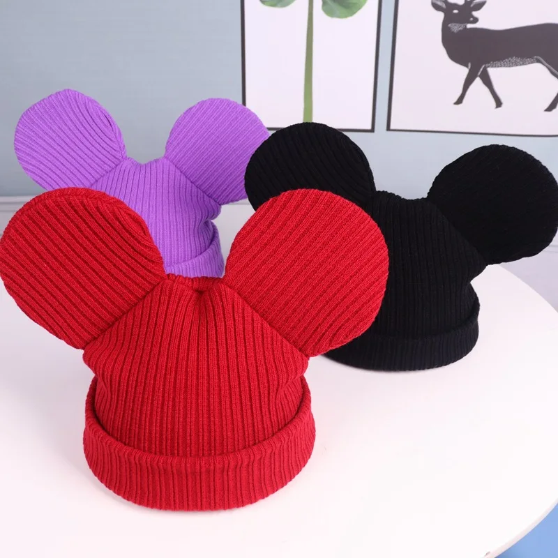 Детские шапки новинка 2020 зимние вязаные для родителей и детей с большими ушами