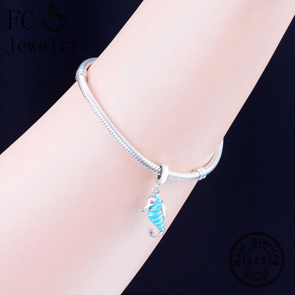 Подвеска-Шарм для браслета из серебра 925 пробы с синей эмалью | Украшения и