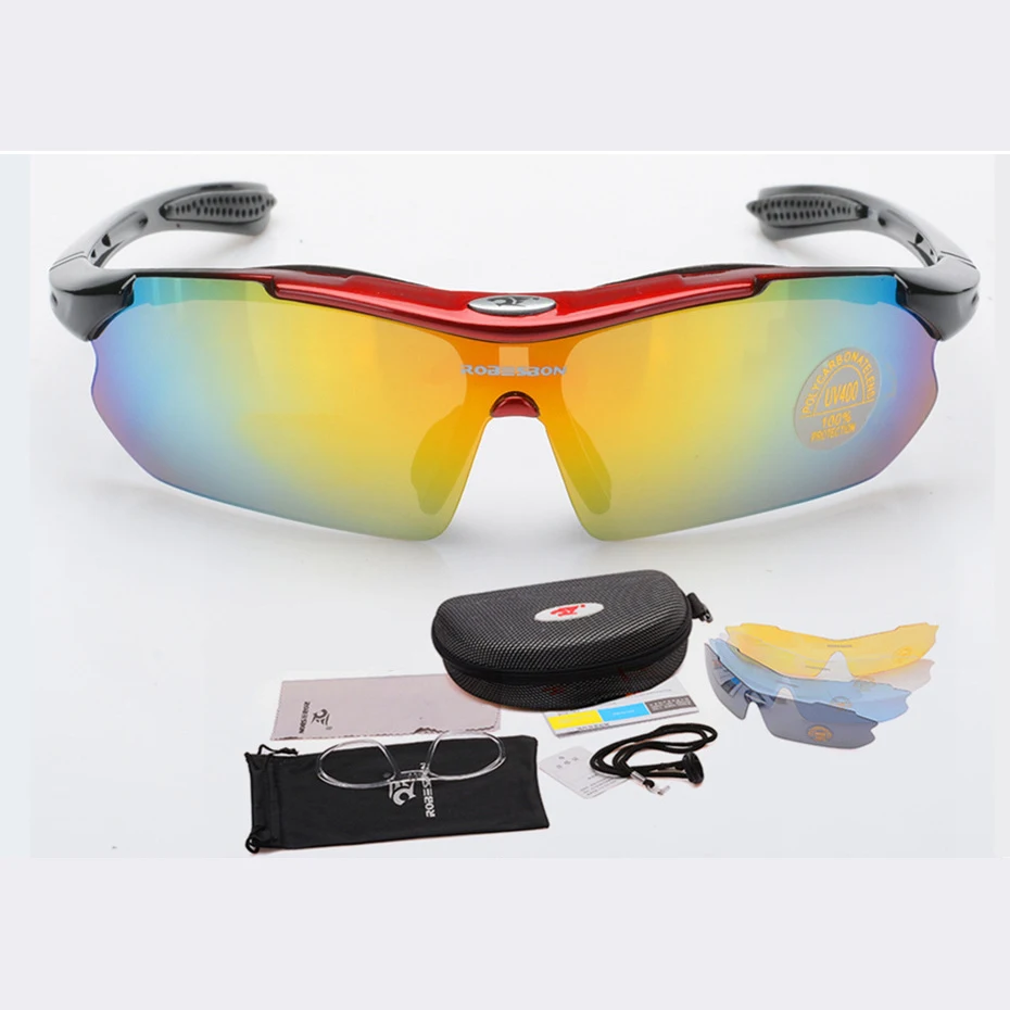 Мужские и женские солнцезащитные очки поляризационные велосипедные с 5 линзами