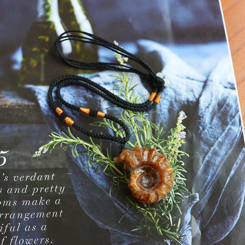 1 шт. кулон улитка натуральный камень окаменевшая овчина ожерелье