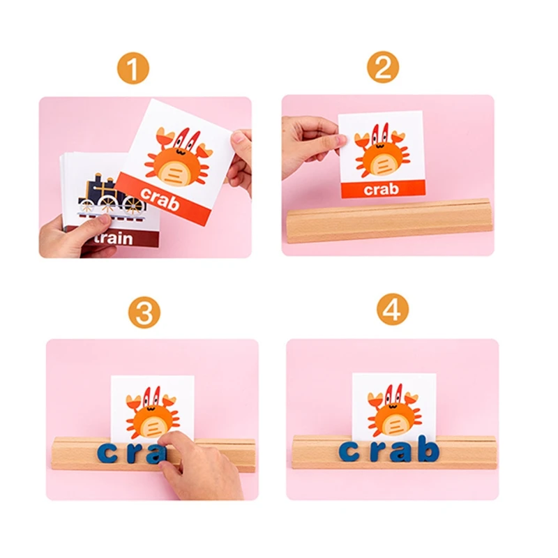 

English Letter Recognition Word Spelling Puzzle Card Game Preschool Early Education Toys for Kids